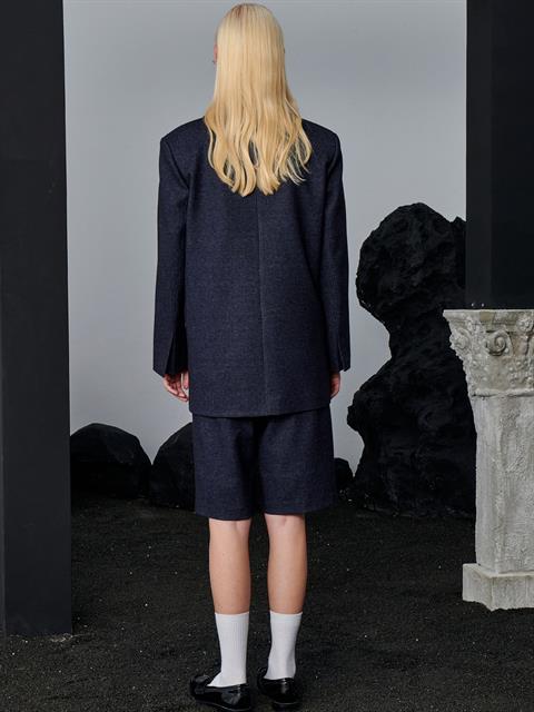 Çizgili Bermuda Şort - Lacivert