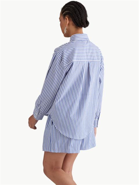 Off Shoulder Oversize Shırt - Striped