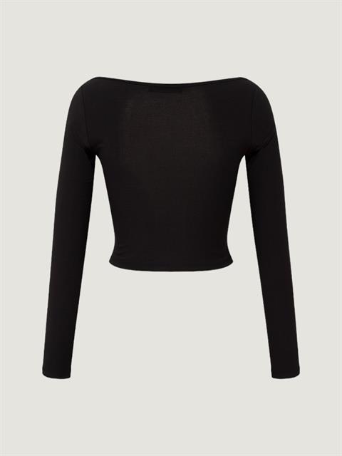 Cut Out Detaylı Uzun Kollu Body - Siyah
