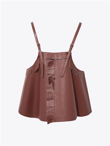 Deri Crop Top - Bordo