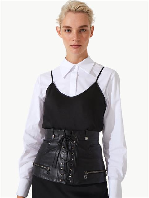 Deri Korse Büstiyer - Siyah