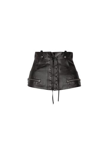 Deri Korse Büstiyer - Siyah