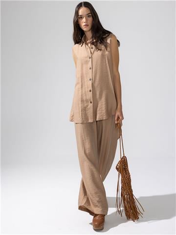 Deri Püsküllü Çanta - Taba