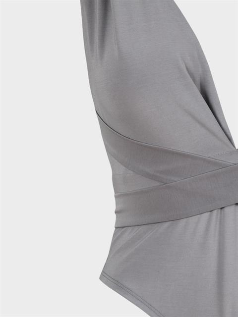 Derin Dekolteli İkonik Body - Gri