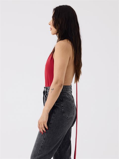 Derin Dekolteli İkonik Body - Kırmızı
