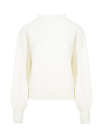 Dik Yaka Balon Kollu Triko kazak - Ekru