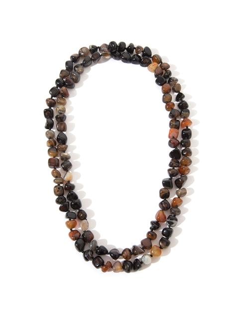 Doğal Akik Taş Kolye - Siyah