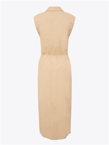 Düğme Detaylı Elbise - Bej