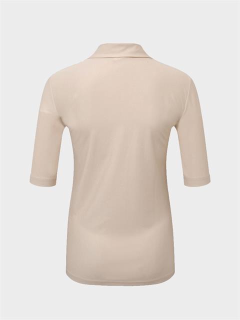 Düğmeli Polo Yaka T-shirt - Bej