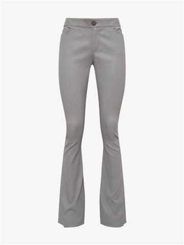 Düşük Bel Strech Deri İspanyol Paça Pantolon - Gri