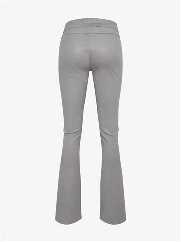 Düşük Bel Strech Deri İspanyol Paça Pantolon - Gri