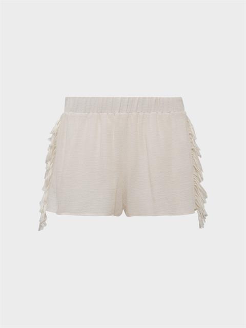Püskül Detaylı Mini Şort - Ekru