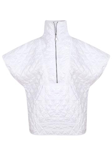 Fermuarlı Kapitone Yelek - Beyaz