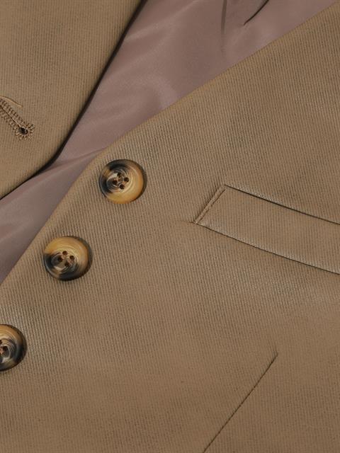 Fleto Cep Detaylı Vegan Deri Yelek - Camel