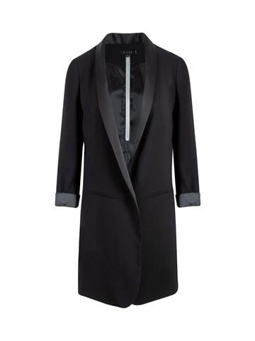 Garni Detaylı Uzun Blazer - Siyah