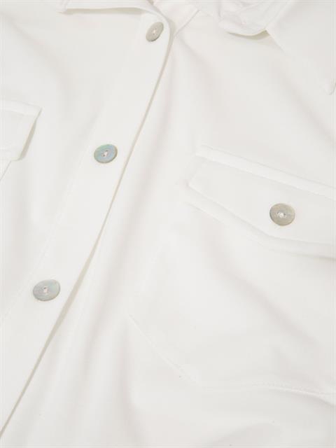 Kısa Kol Cep Detaylı Salaş Gömlek - Beyaz