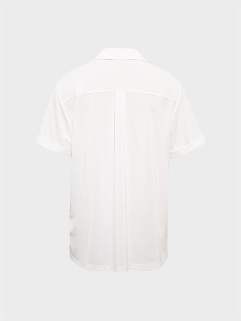Kısa Kol Cep Detaylı Salaş Gömlek - Beyaz