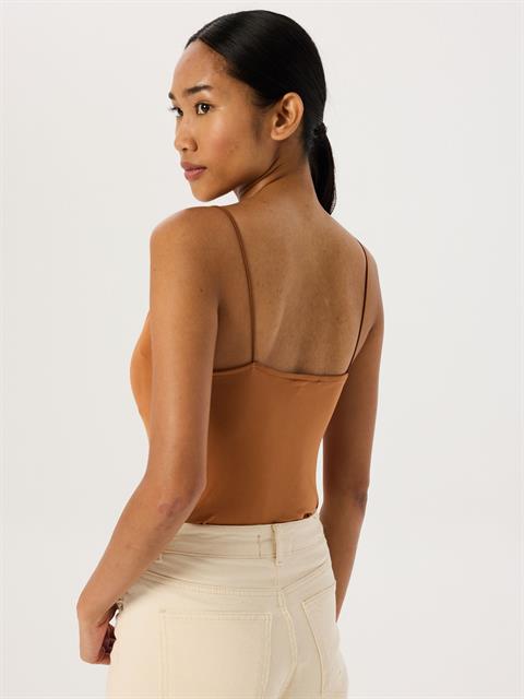 İp Askılı Degaje Yaka Body - Taba