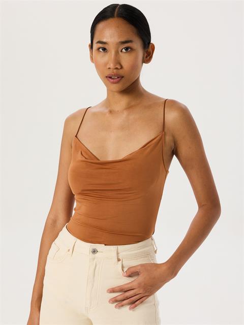 İp Askılı Degaje Yaka Body - Taba