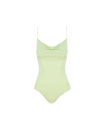 İp Askılı Degaje Yaka Body - Çağla Yeşili