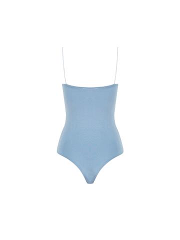 İp Askılı Degaje Yaka Body - Mavi