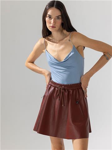 İp Askılı Degaje Yaka Body - Mavi