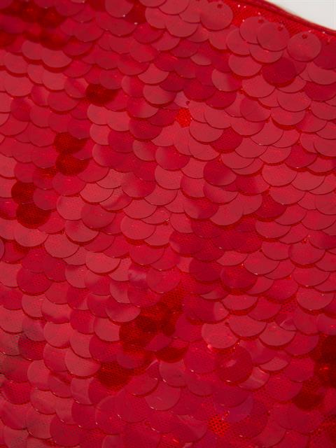 İp Askılı Pullu Crop Bluz - Kırmızı