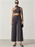 Asimetrik Şal Detaylı Crop Bluz - Gri