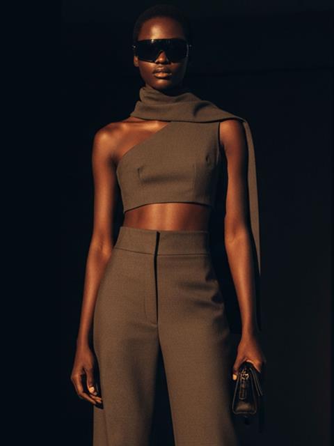 Asimetrik Şal Detaylı Crop Bluz - Gri