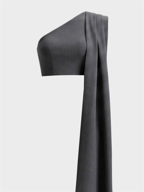 Asimetrik Şal Detaylı Crop Bluz - Gri