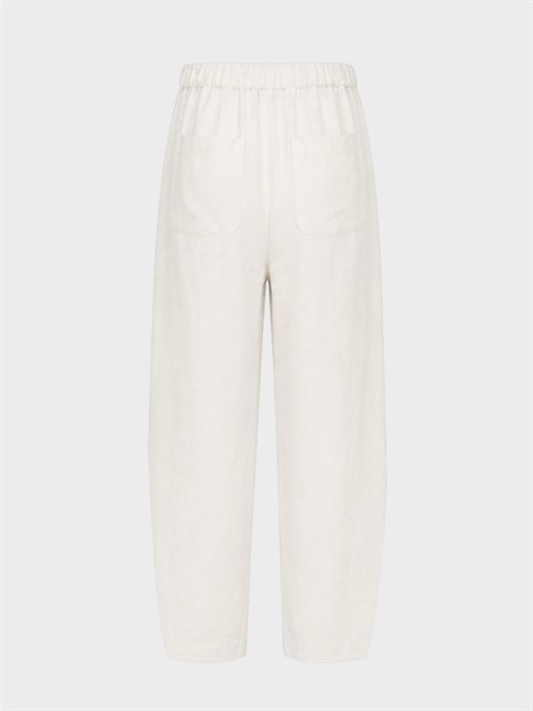Baggy Fit Keten Pantolon - Beyaz