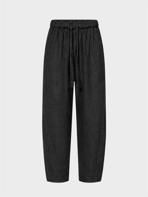 Baggy Fit Keten Pantolon - Siyah