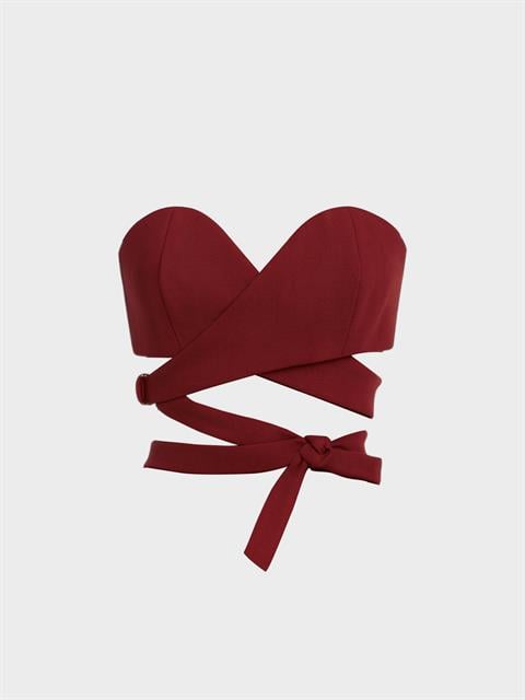 Bağlama Detaylı Büstiyer - Bordo