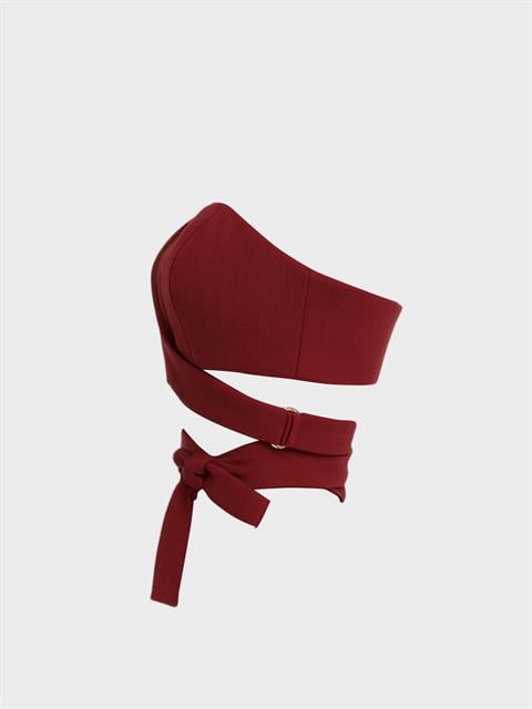 Bağlama Detaylı Büstiyer - Bordo