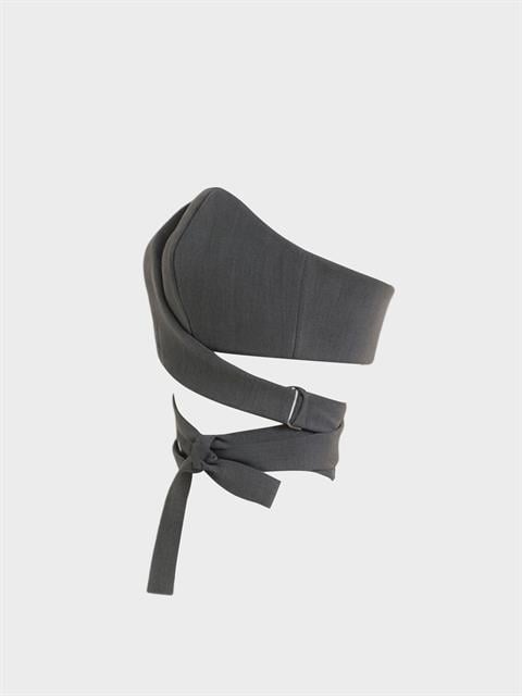 Bağlama Detaylı Büstiyer - Gri