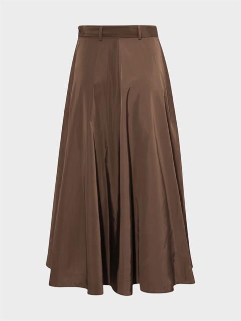 Beli Kuşaklı Fermuarlı Yırtmaç Detaylı Cepli Etek - Kahve