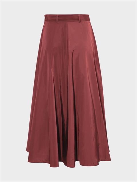 Beli Kuşaklı Fermuarlı Yırtmaç Detaylı Cepli Etek - Bordo