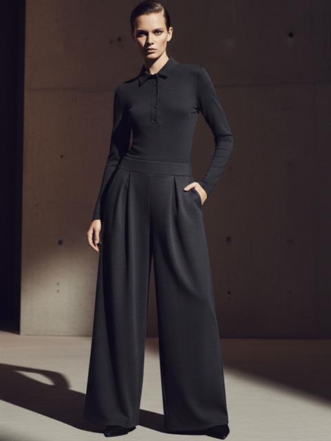 Beli Lastikli Geniş Paça Cepli Rahat Pantolon - Lacivert