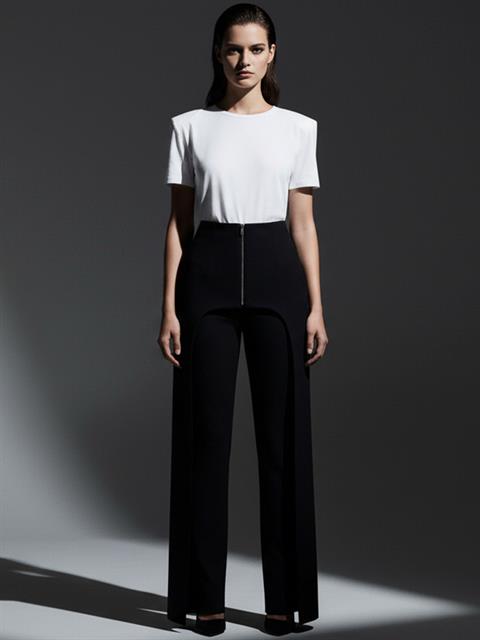 Çok Yönlü Modüler Aksesuarlı Düz Paça Pantolon - Siyah