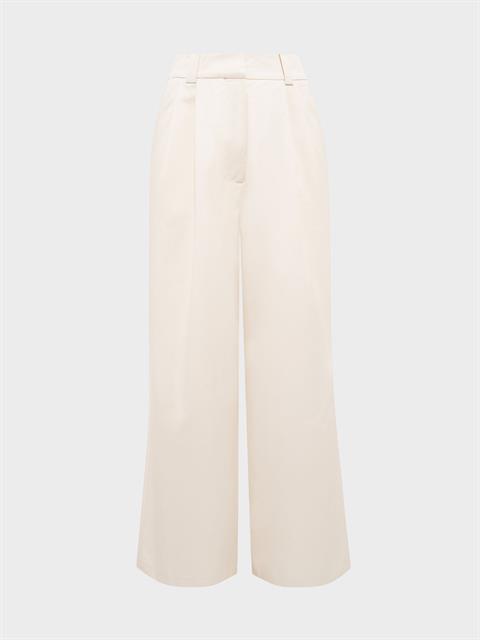 Dökümlü Kesim Pile Detaylı Koton Kumaş Palazzo Pantolon - Ekru