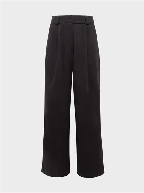 Dökümlü Kesim Pile Detaylı Koton Kumaş Palazzo Pantolon - Siyah