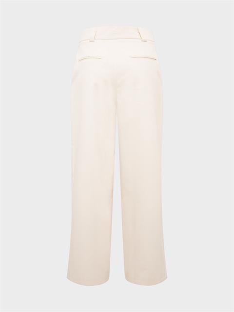 Dökümlü Kesim Pile Detaylı Koton Kumaş Palazzo Pantolon - Ekru