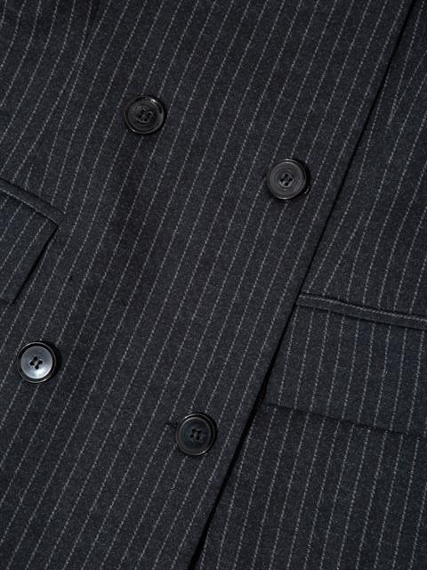 Düğme Detaylı ve Dik Omuzlu Ceket Elbise - Gri Çizgili