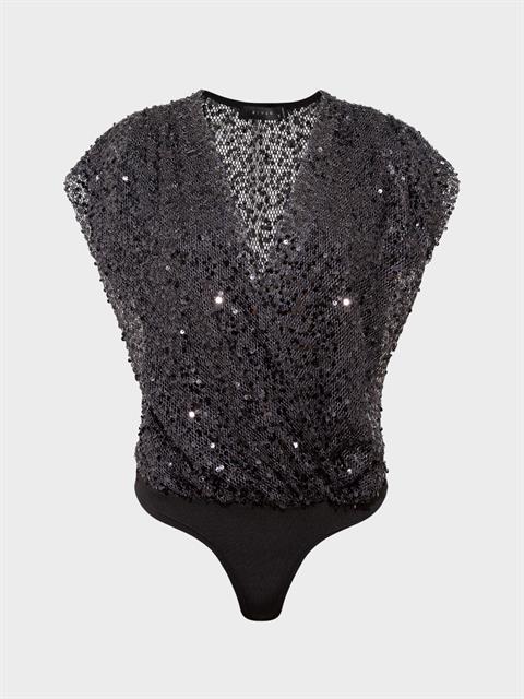 File Payet Kruvaze Kesim Kolsuz Alttan Çıtçıtlı Body - Siyah