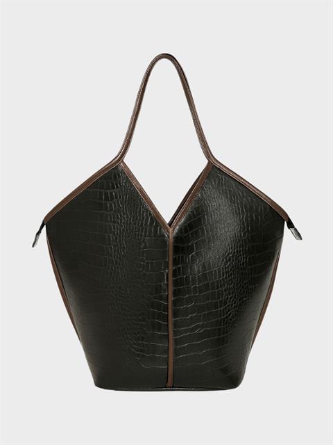 Form Croco Tote Çanta - Siyah