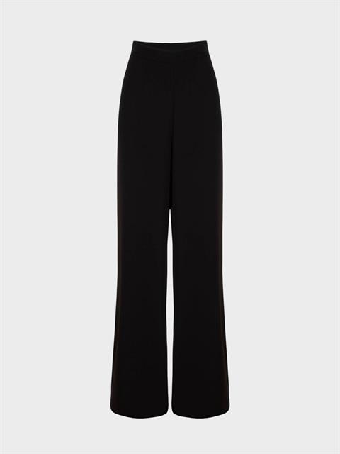 Geniş Paça Krep Pantolon - Siyah