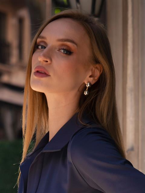 Halka İçi Top Sallantılı Küpe - Silver/Gold