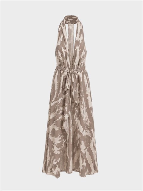 Halter Askı Detaylı Çöl Haresi Kimono - Desenli
