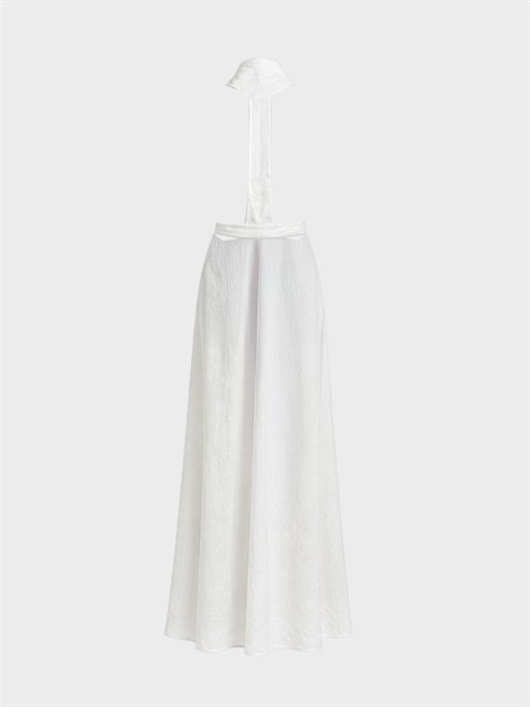 Halter Askı Detaylı Keten Kimono - Beyaz