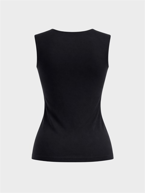 Kare Yaka Askılı Esnek Body - Siyah